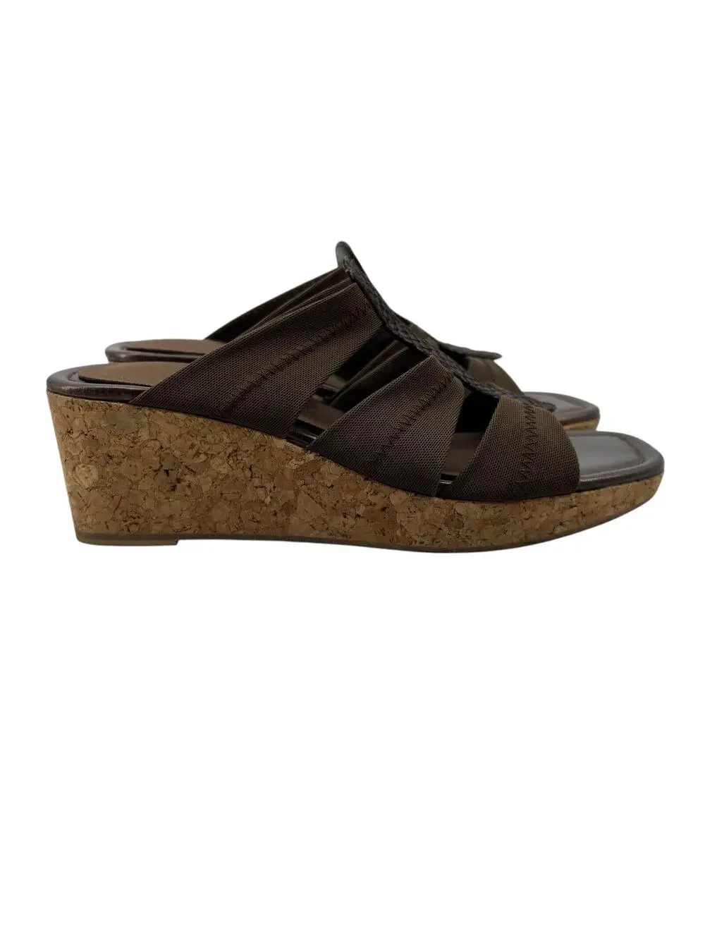 Donald J Pliner Womens 8 Sandals Brown Clare Cork Wedge Slip On Open‎ Toe Heel